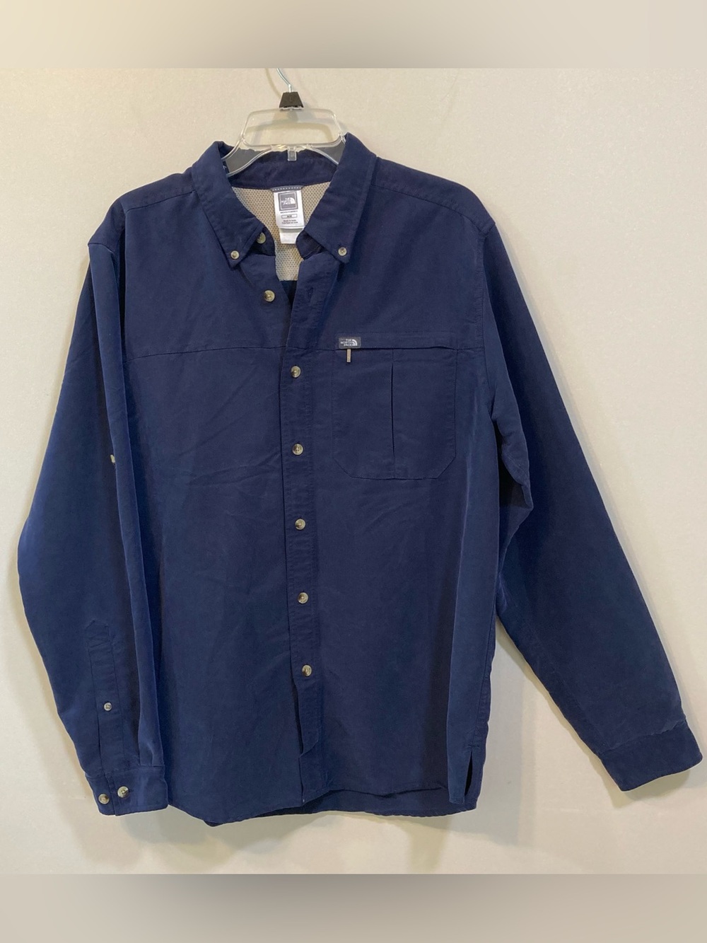 The North Face Button Front Long Sleeve Mens Sz M Shirt Dark Blue